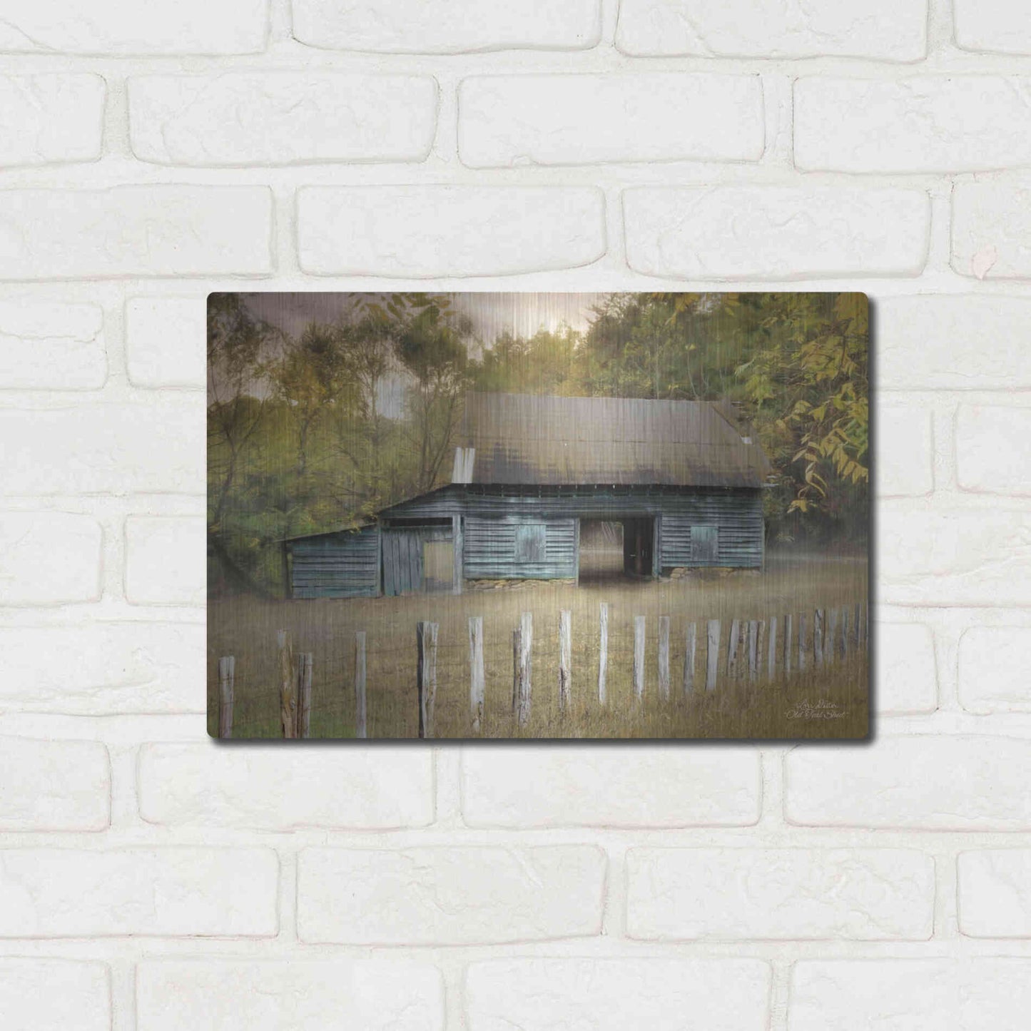 Luxe Metal Art 'Old Teal Shed' by Lori Deiter, Metal Wall Art,16x12