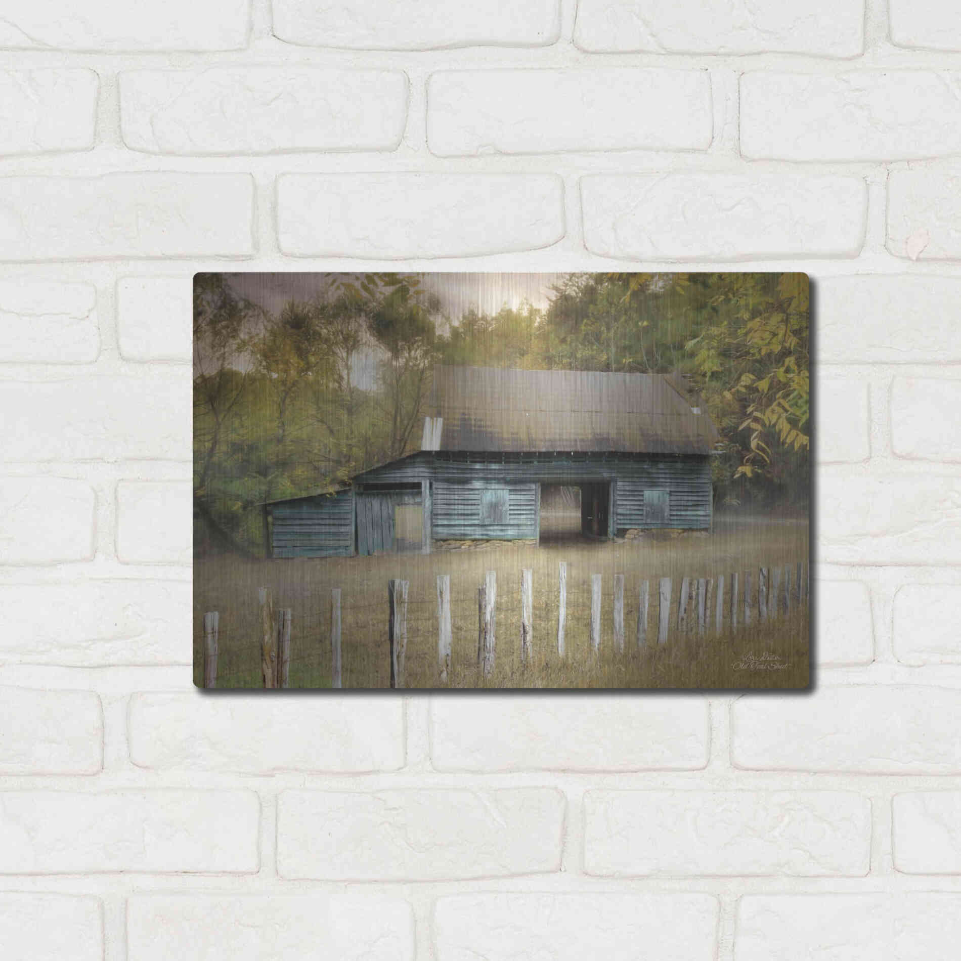 Luxe Metal Art 'Old Teal Shed' by Lori Deiter, Metal Wall Art,16x12