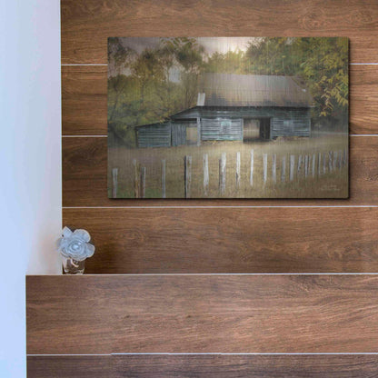 Luxe Metal Art 'Old Teal Shed' by Lori Deiter, Metal Wall Art,16x12