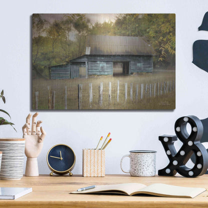 Luxe Metal Art 'Old Teal Shed' by Lori Deiter, Metal Wall Art,16x12