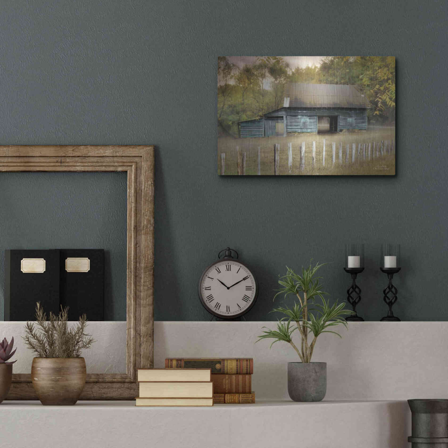 Luxe Metal Art 'Old Teal Shed' by Lori Deiter, Metal Wall Art,16x12