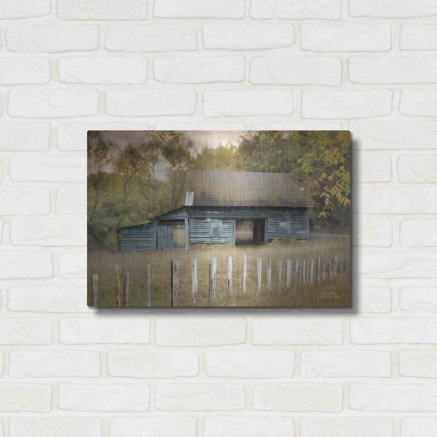Luxe Metal Art 'Old Teal Shed' by Lori Deiter, Metal Wall Art,24x16