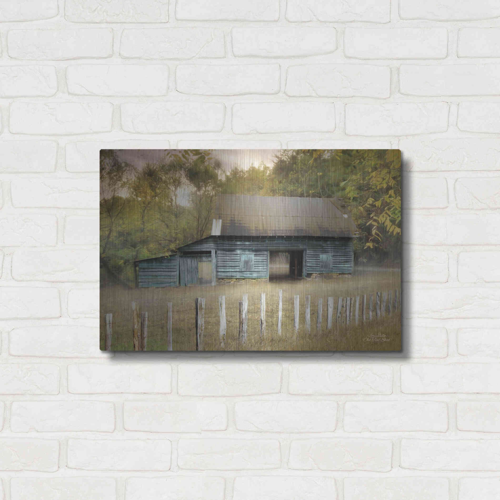Luxe Metal Art 'Old Teal Shed' by Lori Deiter, Metal Wall Art,24x16