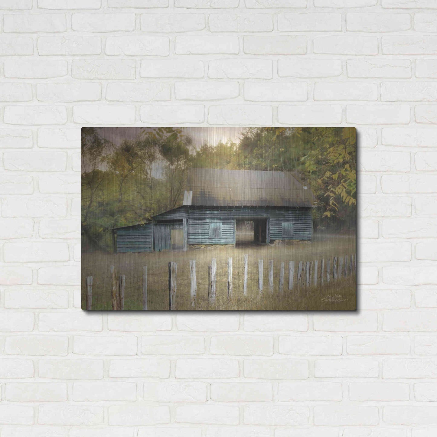 Luxe Metal Art 'Old Teal Shed' by Lori Deiter, Metal Wall Art,36x24