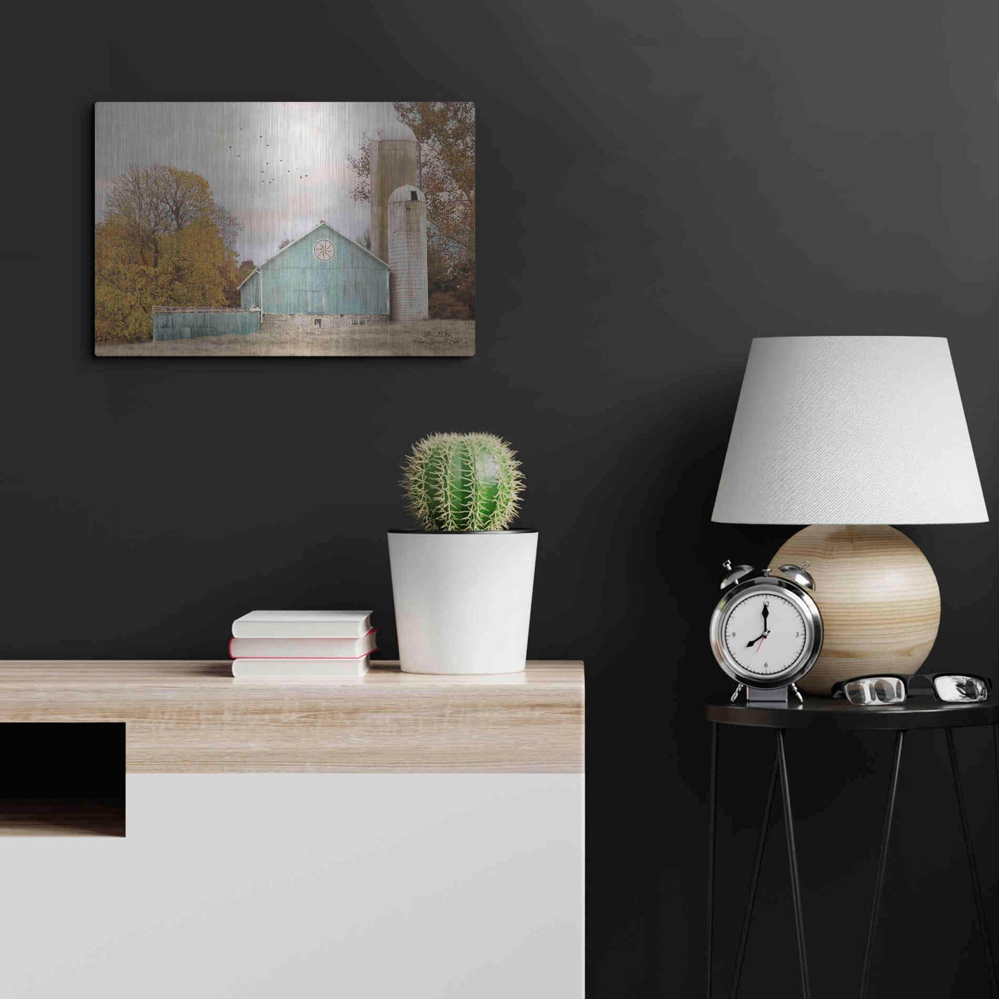 Luxe Metal Art 'Teal Barn and Silo' by Lori Deiter, Metal Wall Art,24x16