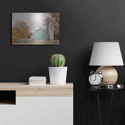 Luxe Metal Art 'Teal Barn and Silo' by Lori Deiter, Metal Wall Art,24x16