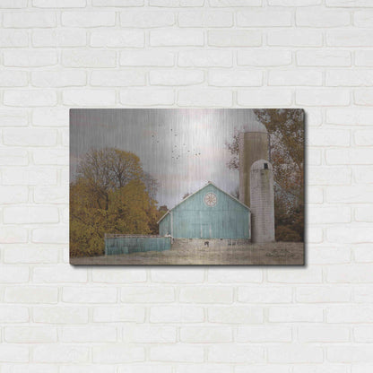 Luxe Metal Art 'Teal Barn and Silo' by Lori Deiter, Metal Wall Art,36x24