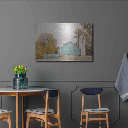 Luxe Metal Art 'Teal Barn and Silo' by Lori Deiter, Metal Wall Art,36x24
