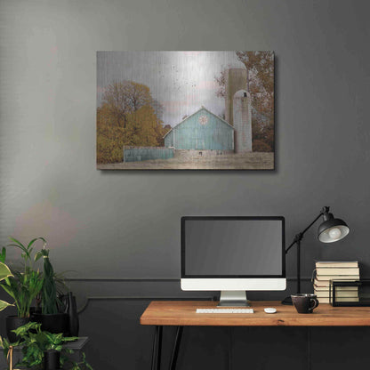 Luxe Metal Art 'Teal Barn and Silo' by Lori Deiter, Metal Wall Art,36x24