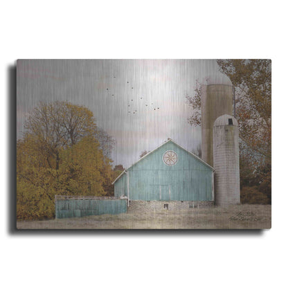 Luxe Metal Art 'Teal Barn and Silo' by Lori Deiter, Metal Wall Art