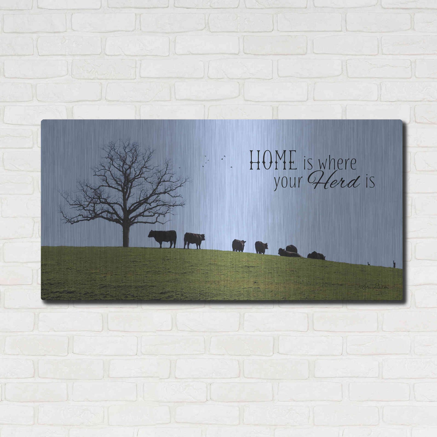 Luxe Metal Art 'Home Is Where Your Herd Is' by Lori Deiter, Metal Wall Art,48x24