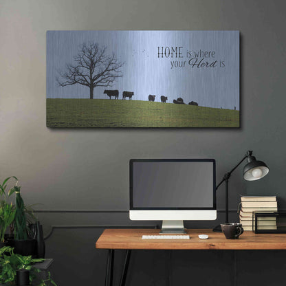 Luxe Metal Art 'Home Is Where Your Herd Is' by Lori Deiter, Metal Wall Art,48x24
