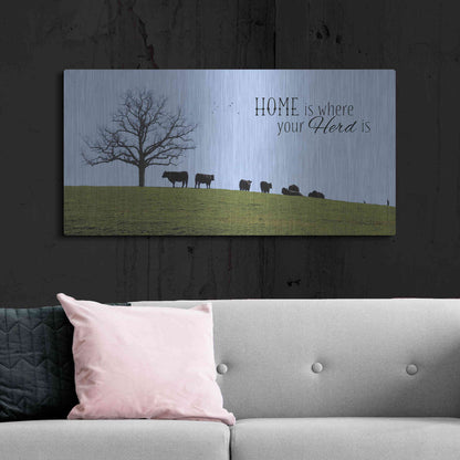 Luxe Metal Art 'Home Is Where Your Herd Is' by Lori Deiter, Metal Wall Art,48x24
