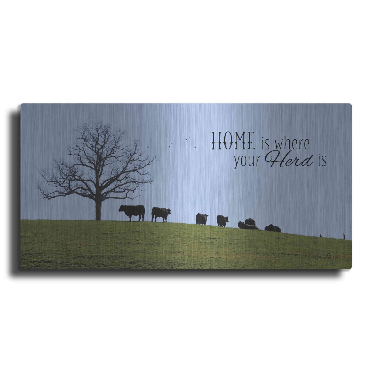 Luxe Metal Art 'Home Is Where Your Herd Is' by Lori Deiter, Metal Wall Art
