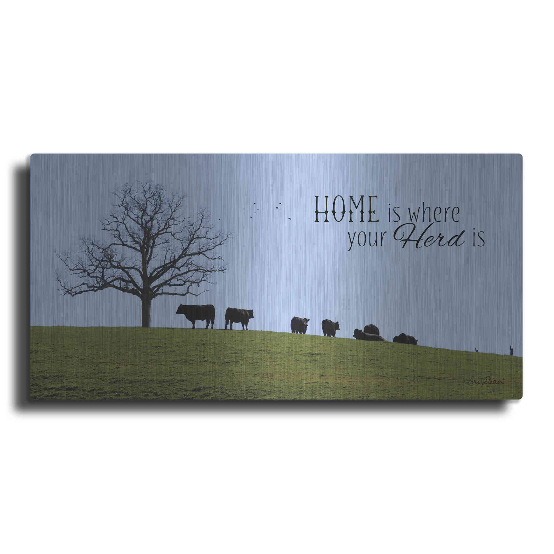 Luxe Metal Art 'Home Is Where Your Herd Is' by Lori Deiter, Metal Wall Art
