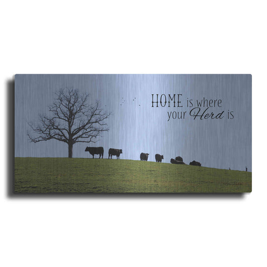 Luxe Metal Art 'Home Is Where Your Herd Is' by Lori Deiter, Metal Wall Art