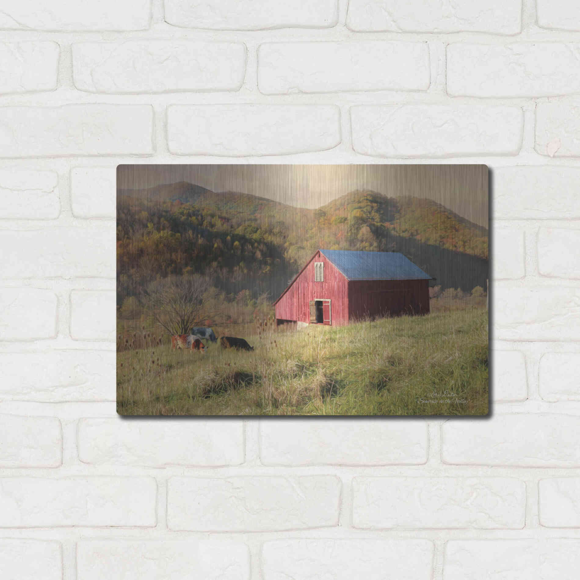 Luxe Metal Art 'Sunrise in the Valley' by Lori Deiter, Metal Wall Art,16x12