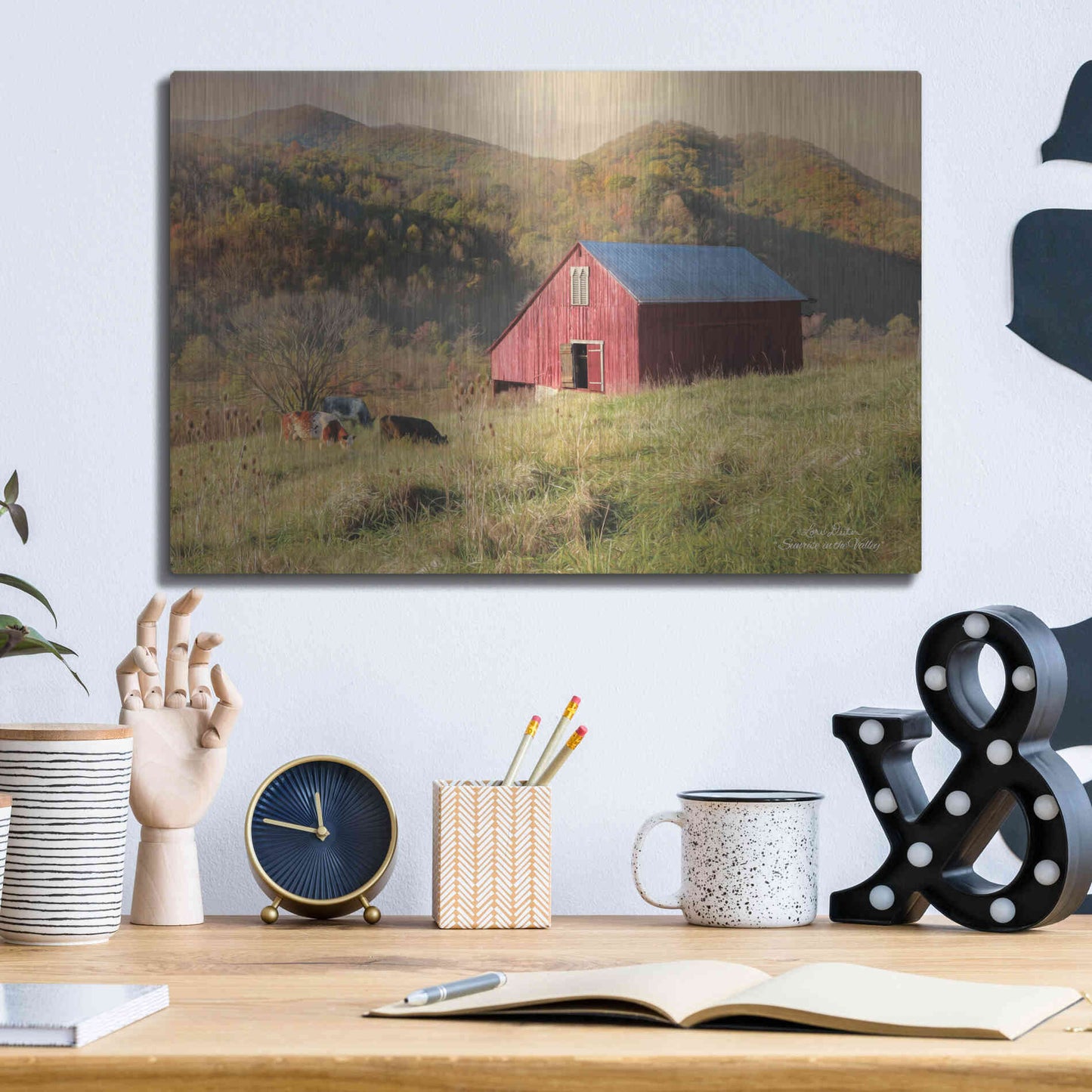 Luxe Metal Art 'Sunrise in the Valley' by Lori Deiter, Metal Wall Art,16x12