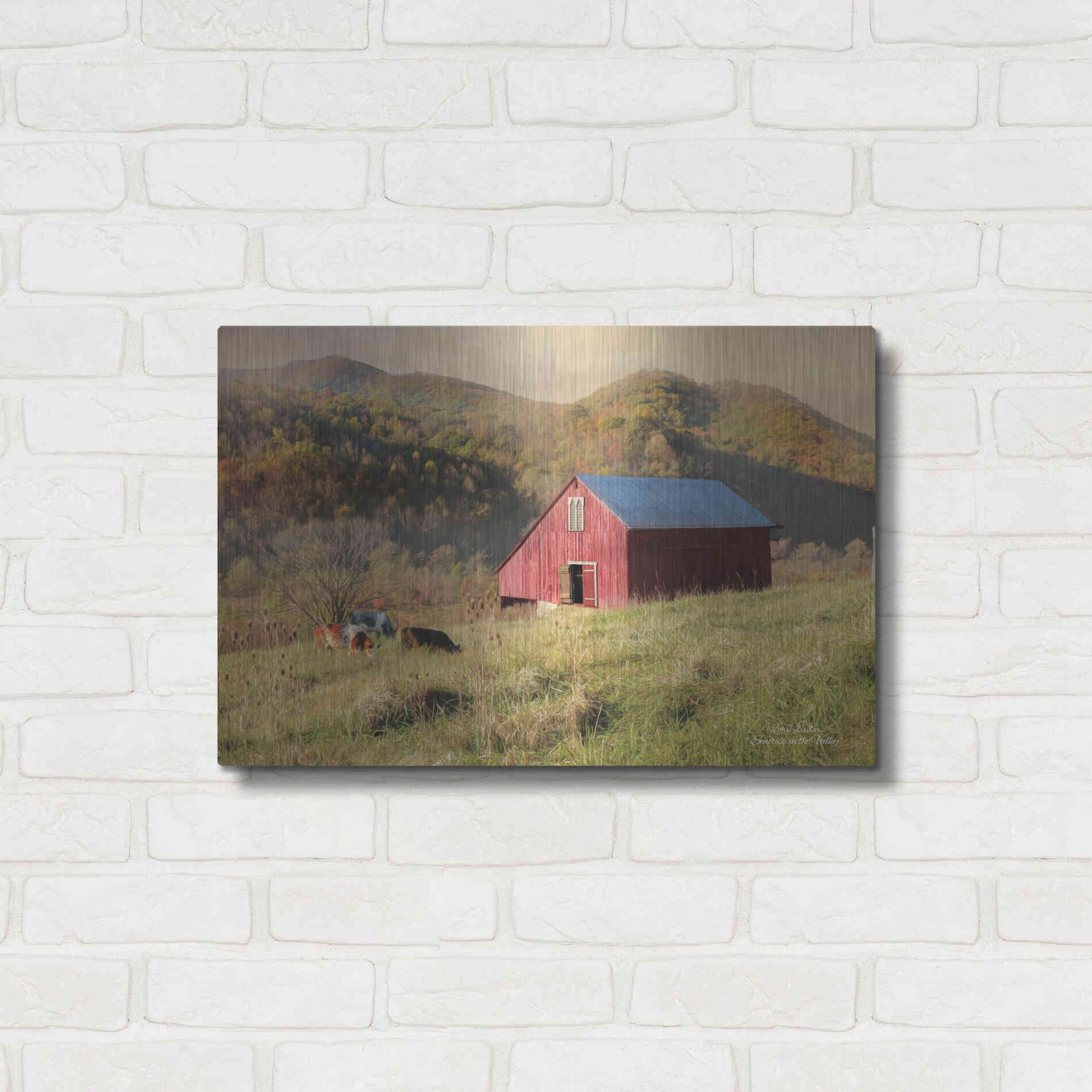 Luxe Metal Art 'Sunrise in the Valley' by Lori Deiter, Metal Wall Art,24x16