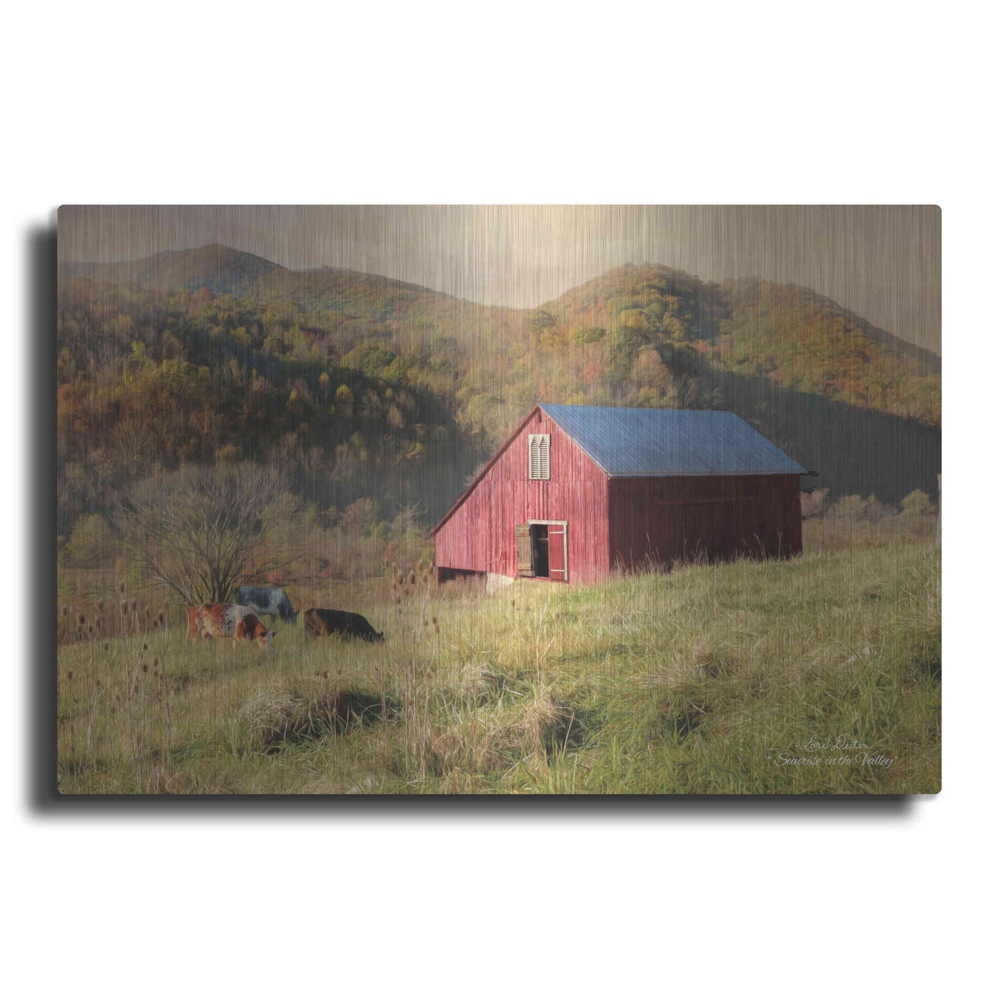 Luxe Metal Art 'Sunrise in the Valley' by Lori Deiter, Metal Wall Art