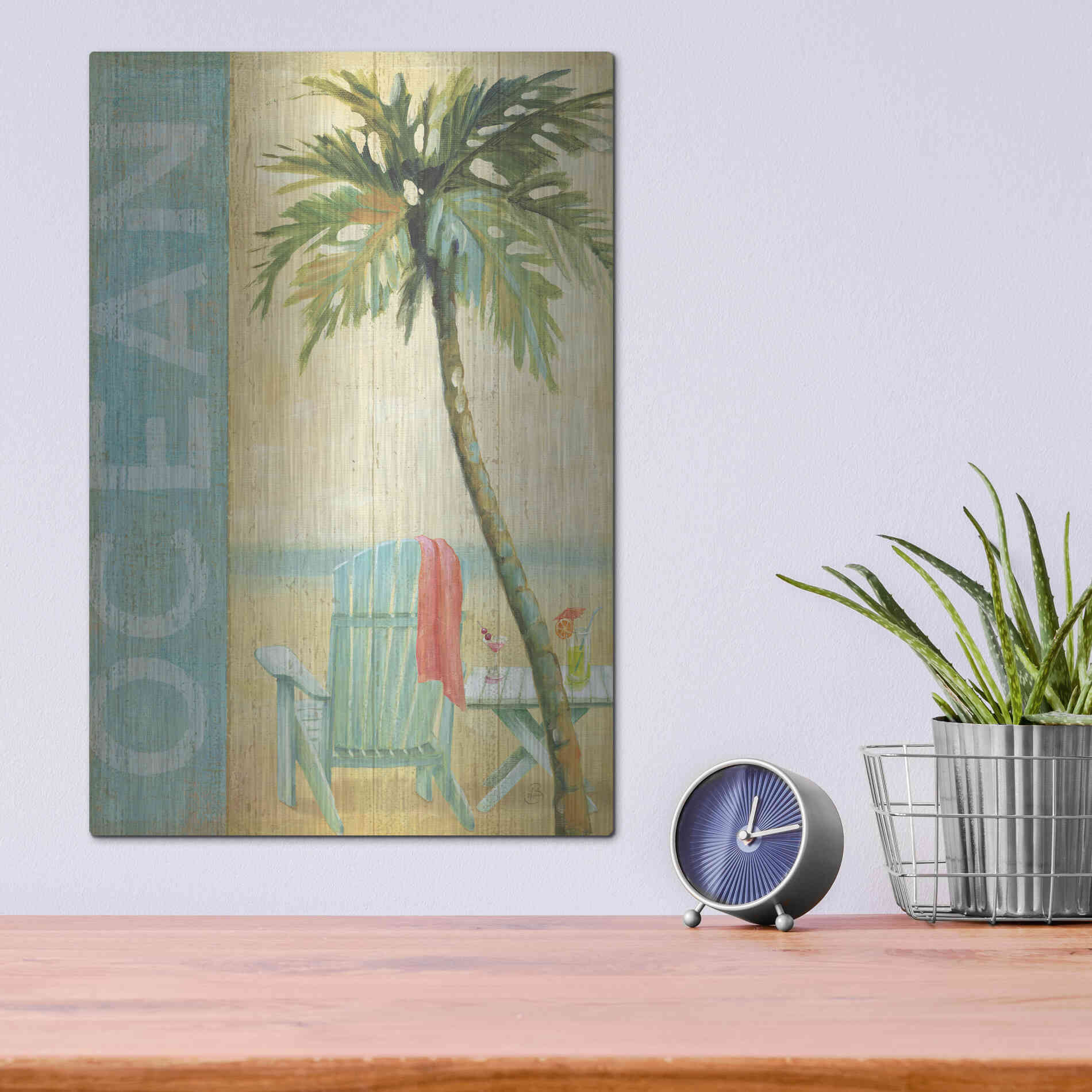 Luxe Metal Art 'Ocean Beach II' by Daphne Brissonet, Metal Wall Art,12x16