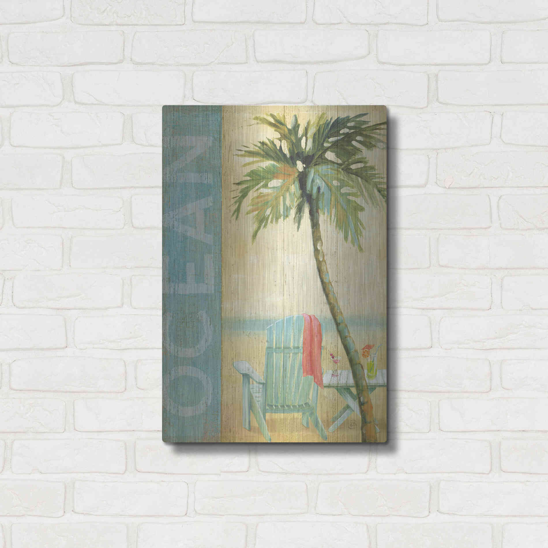 Luxe Metal Art 'Ocean Beach II' by Daphne Brissonet, Metal Wall Art,16x24