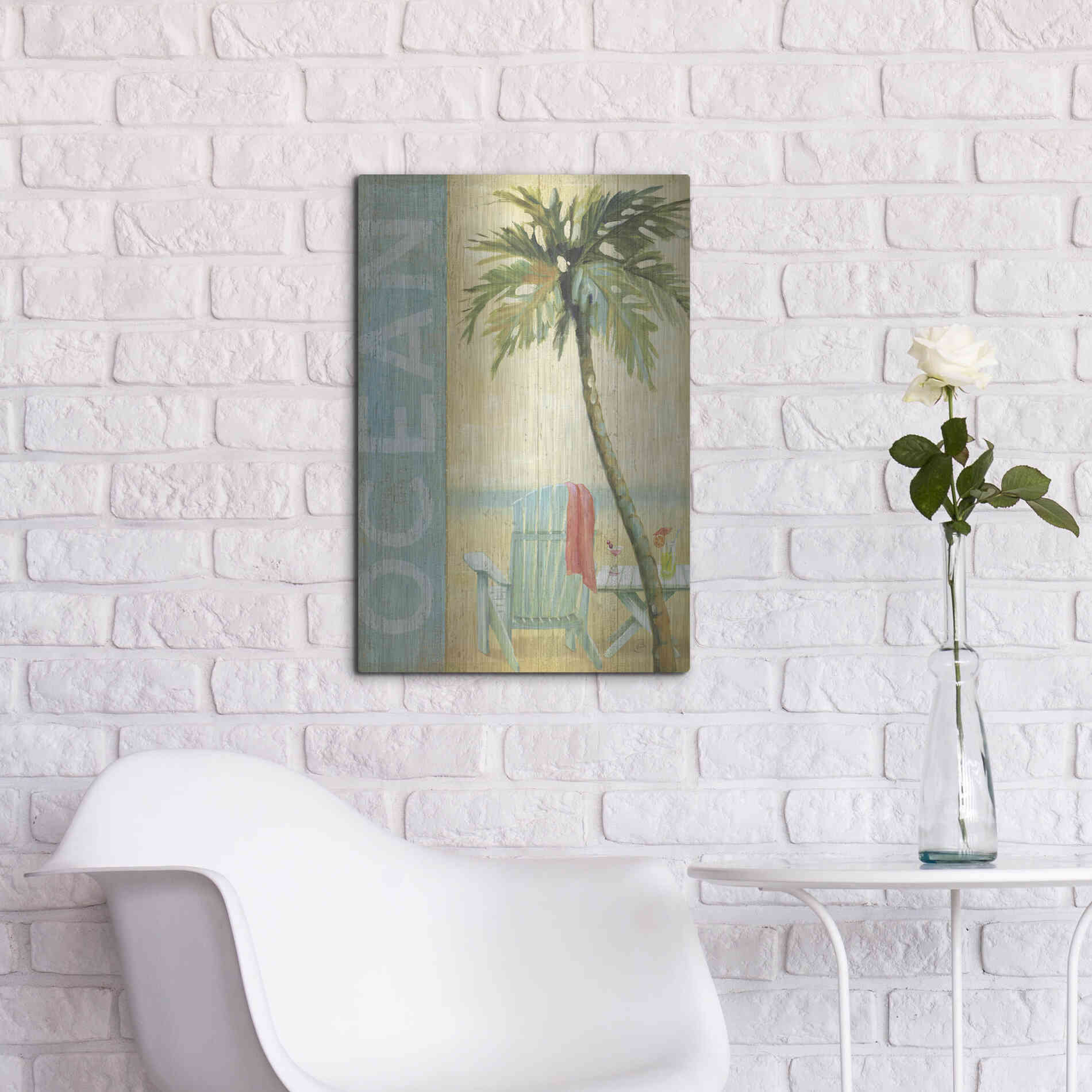 Luxe Metal Art 'Ocean Beach II' by Daphne Brissonet, Metal Wall Art,16x24