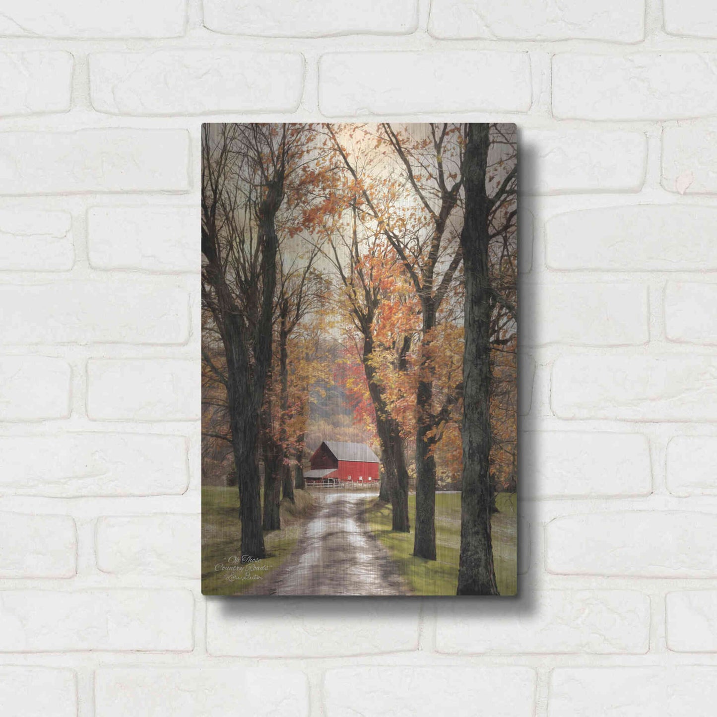 Luxe Metal Art 'On Those Country Roads' by Lori Deiter, Metal Wall Art,12x16