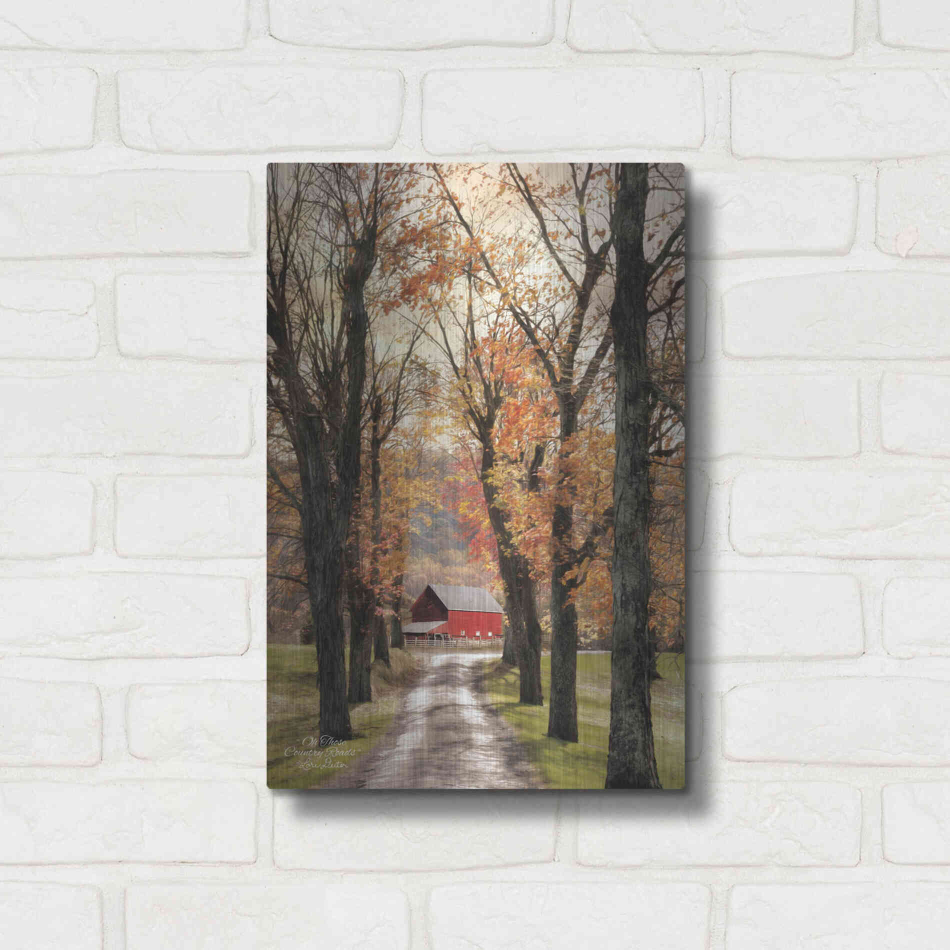 Luxe Metal Art 'On Those Country Roads' by Lori Deiter, Metal Wall Art,12x16