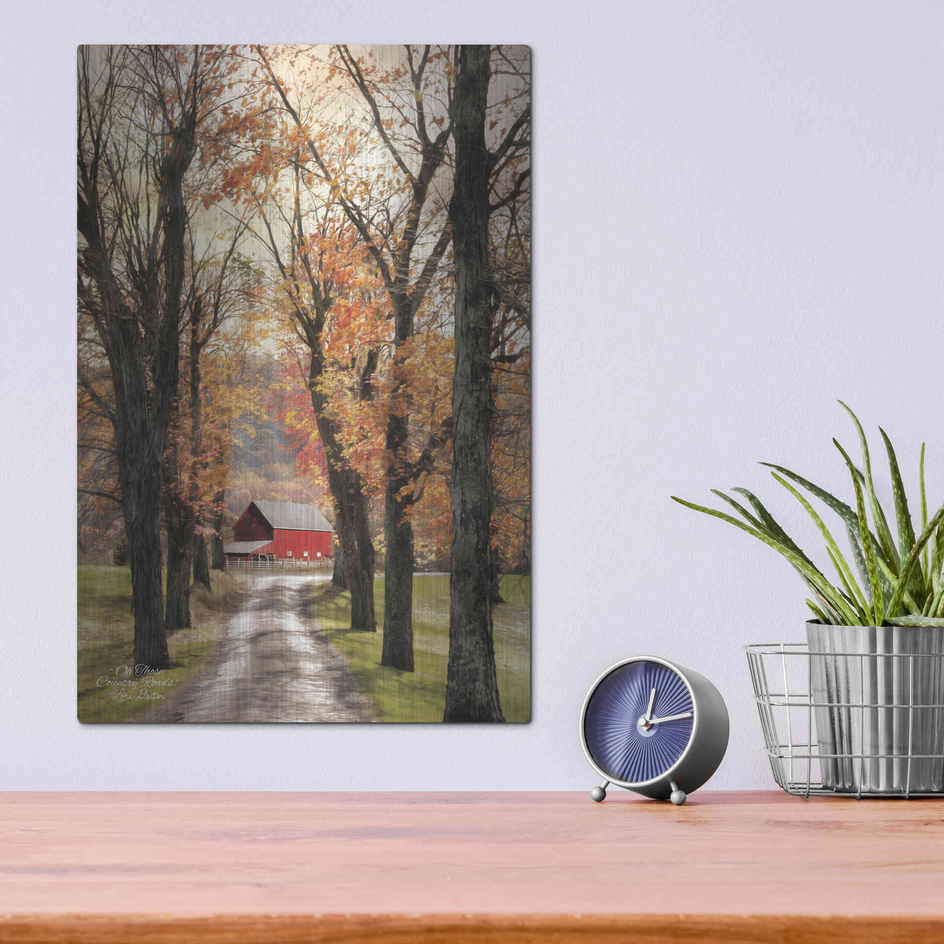 Luxe Metal Art 'On Those Country Roads' by Lori Deiter, Metal Wall Art,12x16
