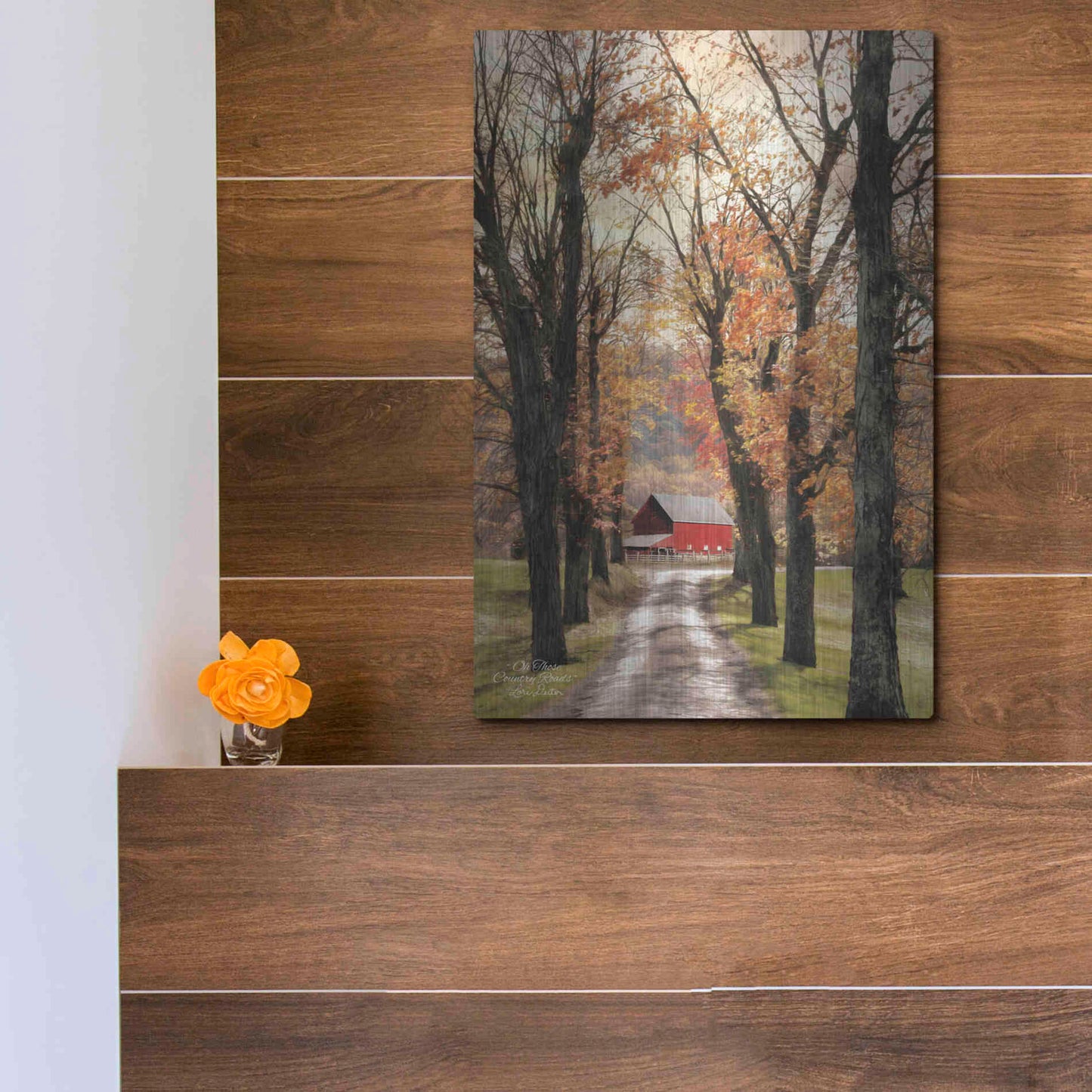 Luxe Metal Art 'On Those Country Roads' by Lori Deiter, Metal Wall Art,12x16
