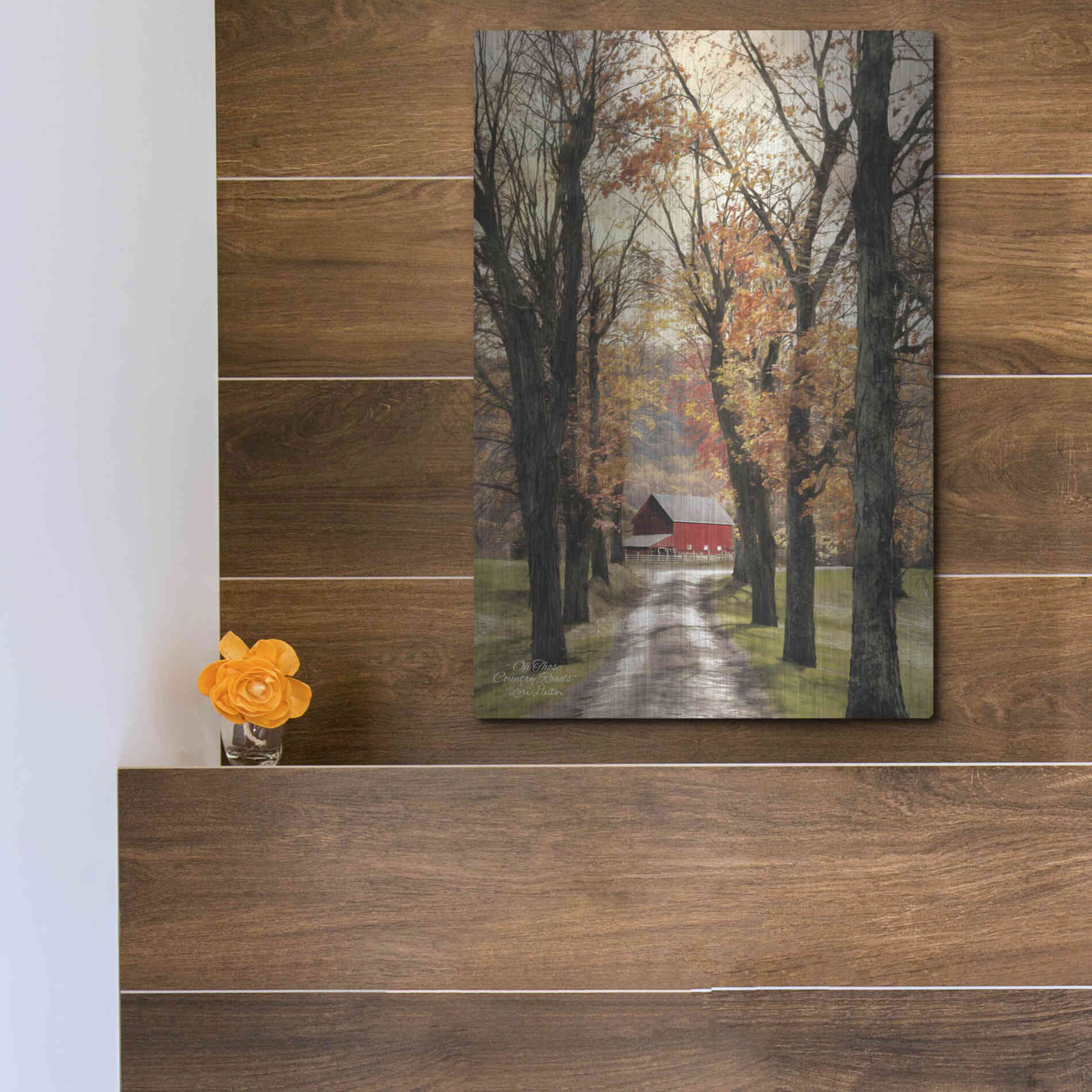 Luxe Metal Art 'On Those Country Roads' by Lori Deiter, Metal Wall Art,12x16