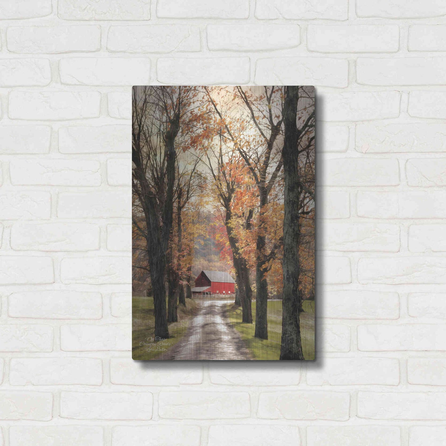 Luxe Metal Art 'On Those Country Roads' by Lori Deiter, Metal Wall Art,16x24