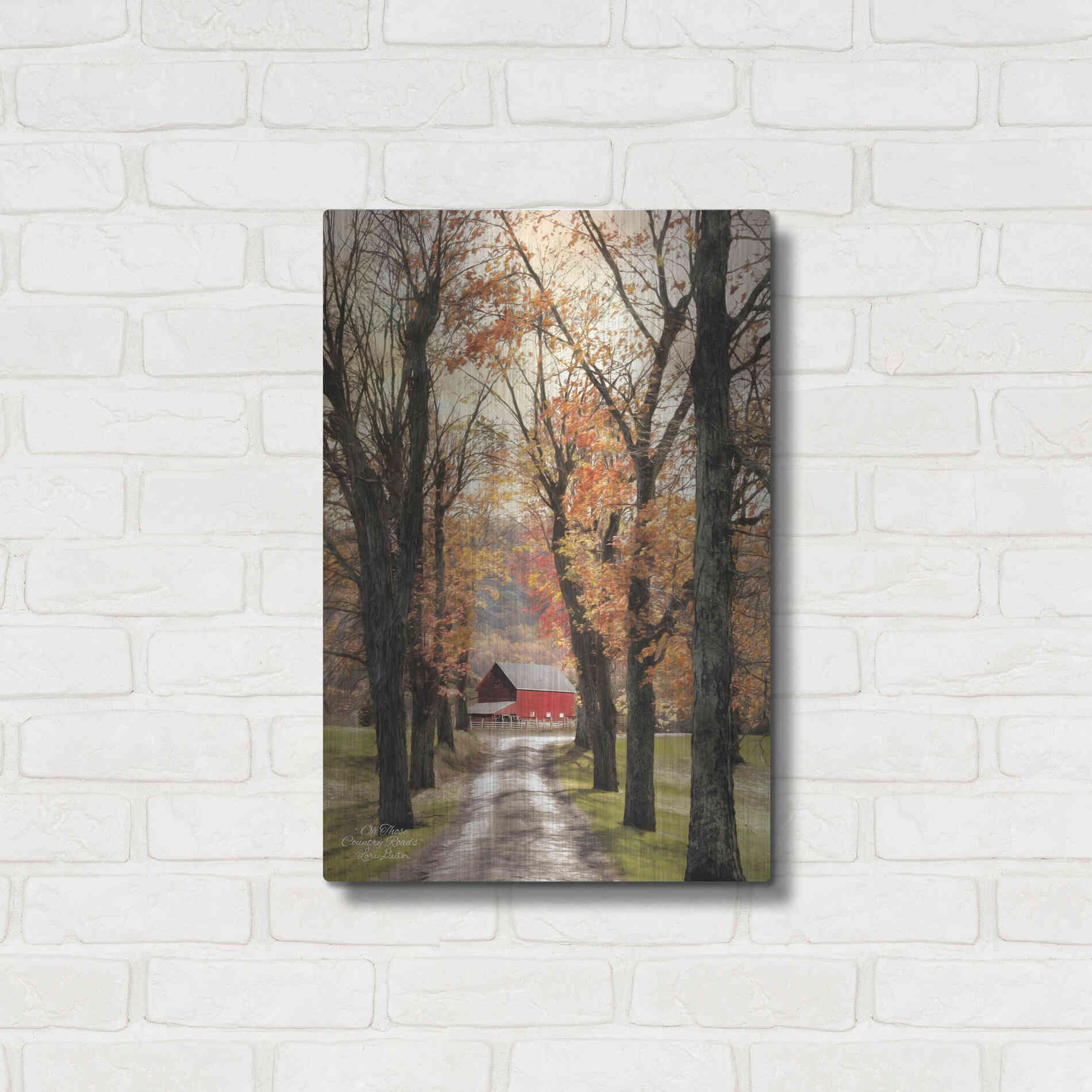 Luxe Metal Art 'On Those Country Roads' by Lori Deiter, Metal Wall Art,16x24