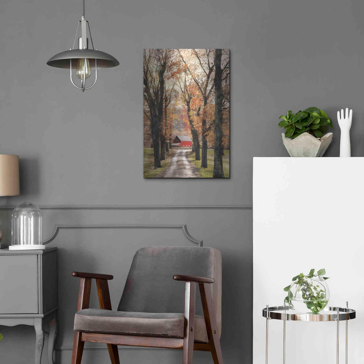 Luxe Metal Art 'On Those Country Roads' by Lori Deiter, Metal Wall Art,16x24