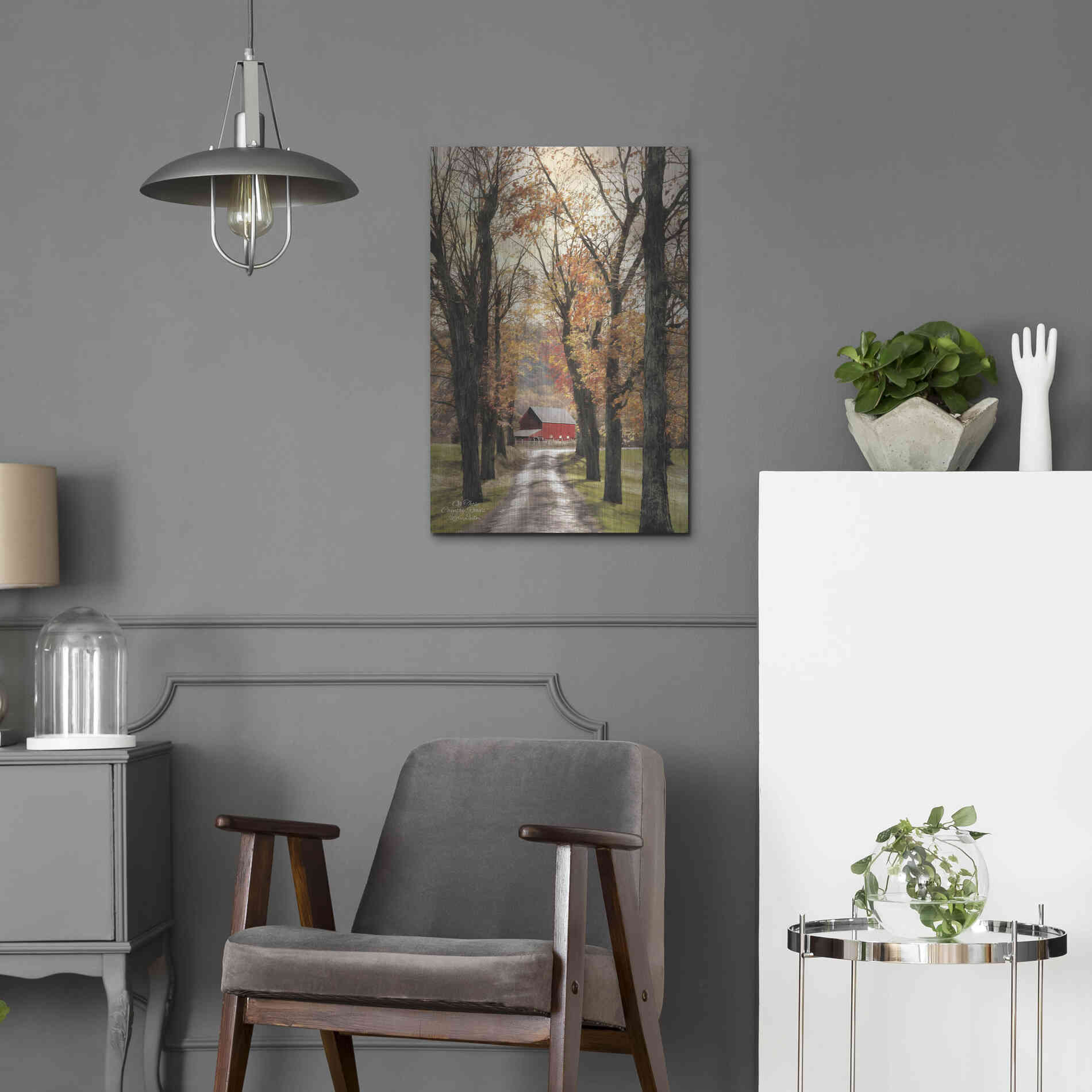 Luxe Metal Art 'On Those Country Roads' by Lori Deiter, Metal Wall Art,16x24