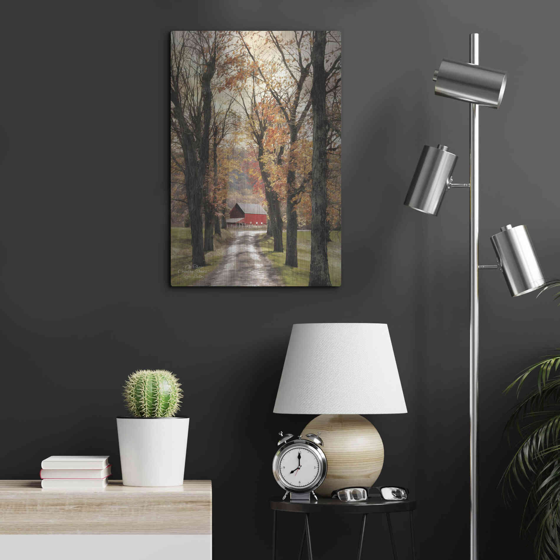 Luxe Metal Art 'On Those Country Roads' by Lori Deiter, Metal Wall Art,16x24