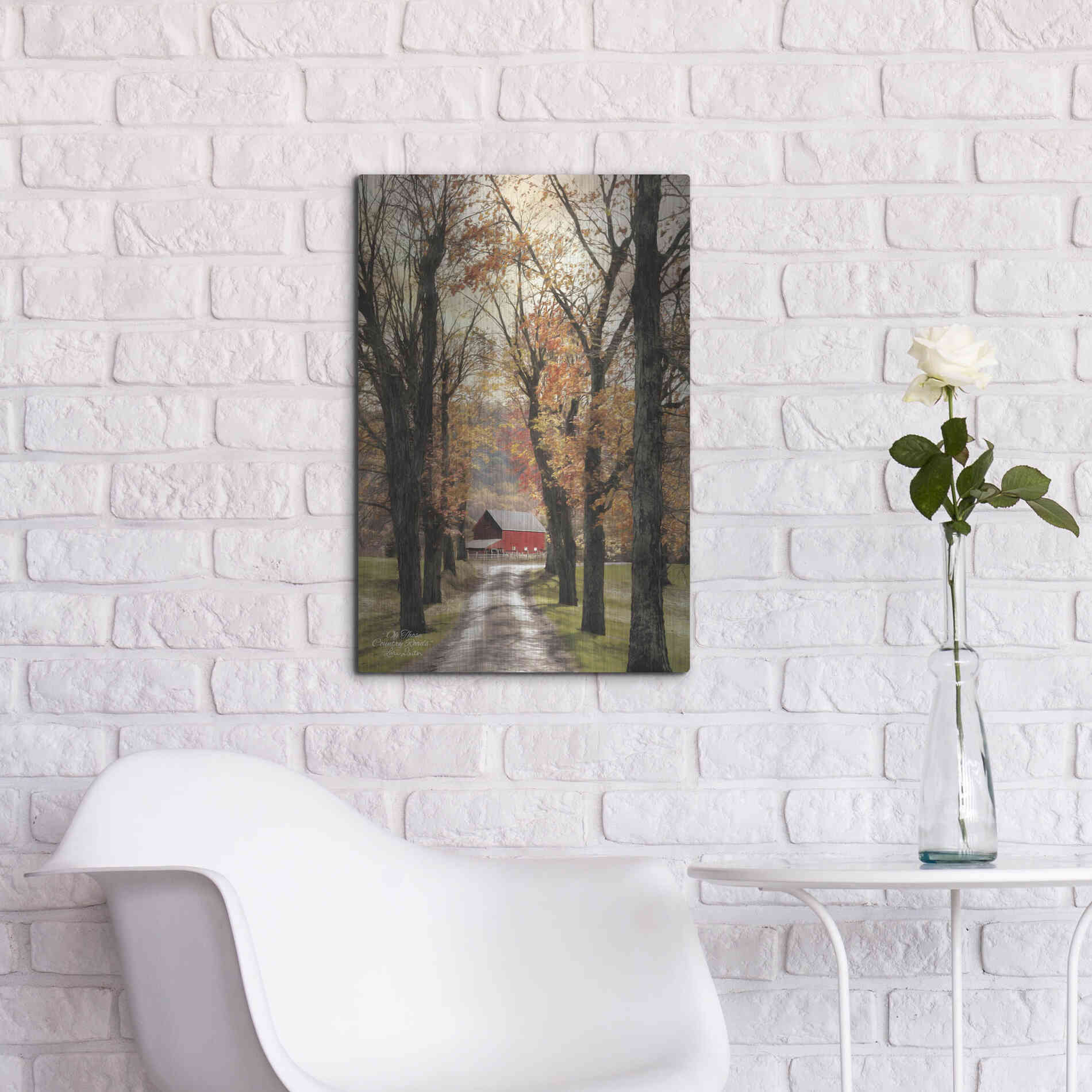 Luxe Metal Art 'On Those Country Roads' by Lori Deiter, Metal Wall Art,16x24