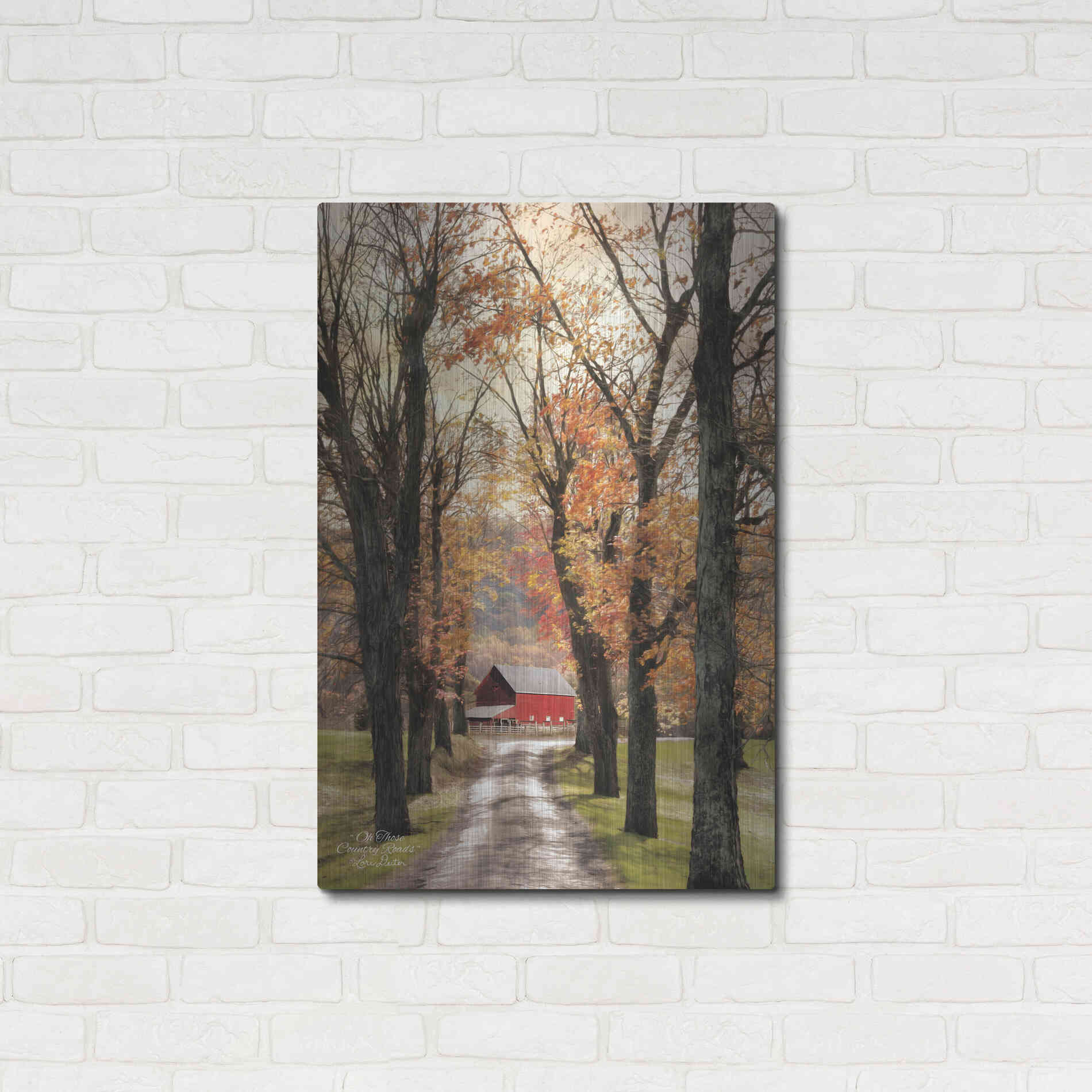 Luxe Metal Art 'On Those Country Roads' by Lori Deiter, Metal Wall Art,24x36