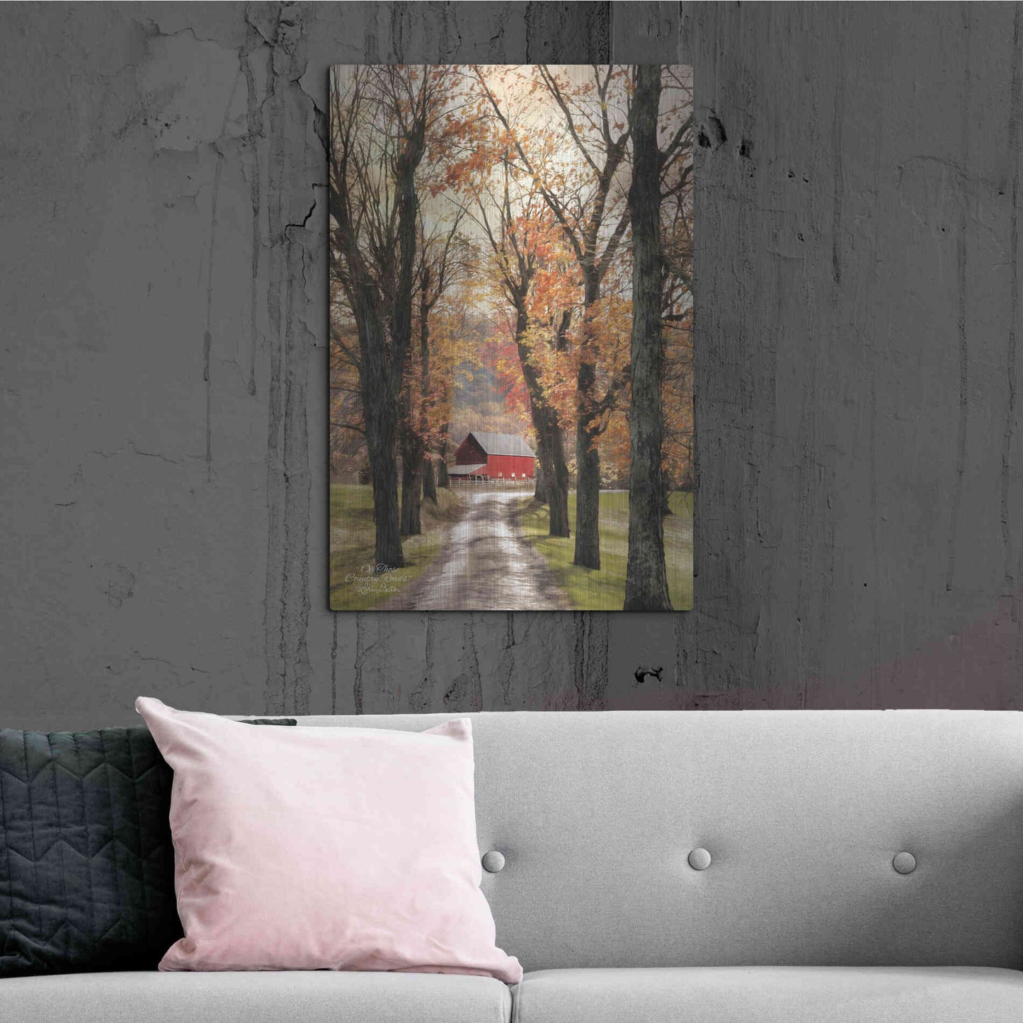 Luxe Metal Art 'On Those Country Roads' by Lori Deiter, Metal Wall Art,24x36