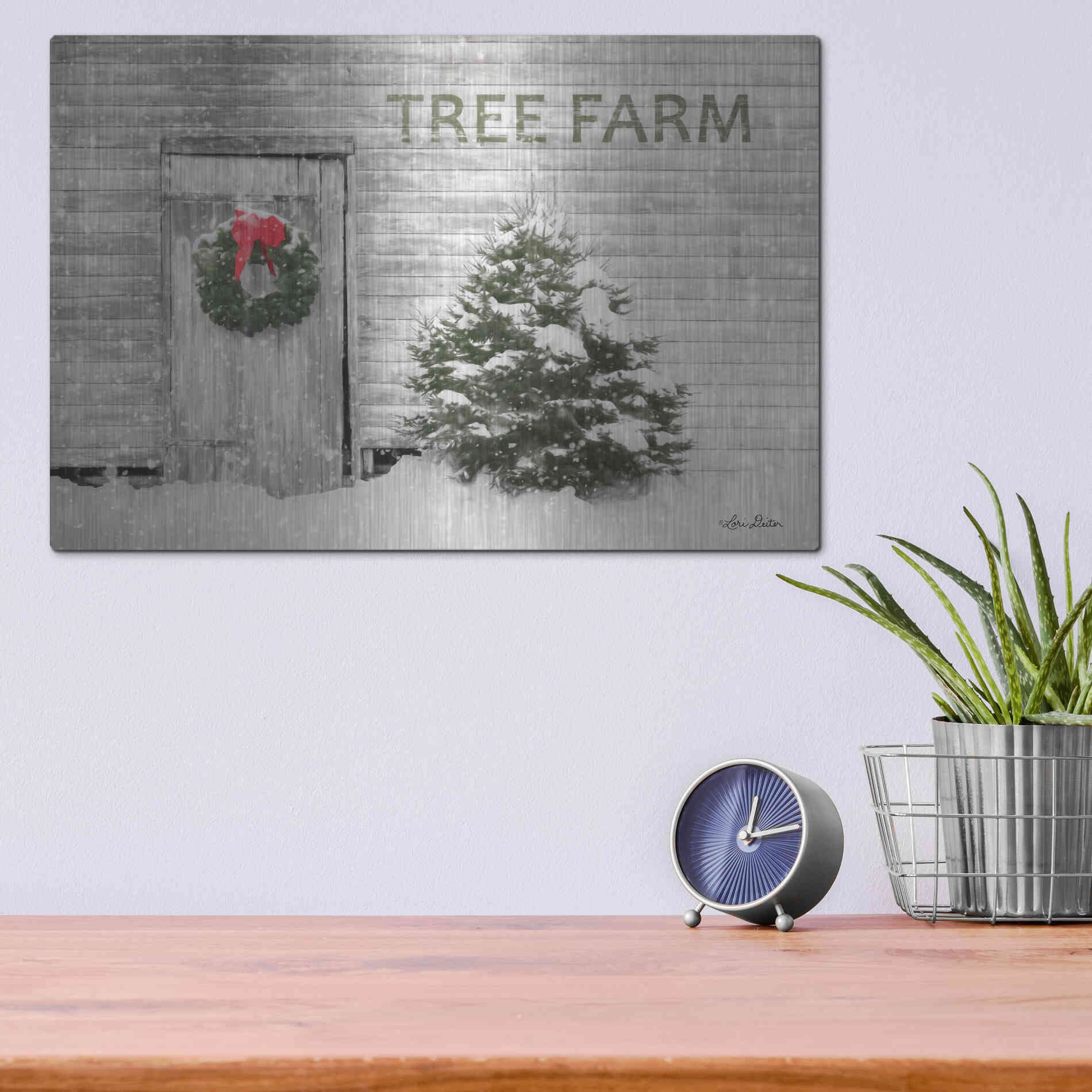 Luxe Metal Art 'Tree Farm' by Lori Deiter, Metal Wall Art,16x12