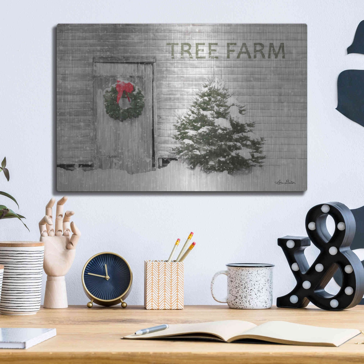 Luxe Metal Art 'Tree Farm' by Lori Deiter, Metal Wall Art,16x12