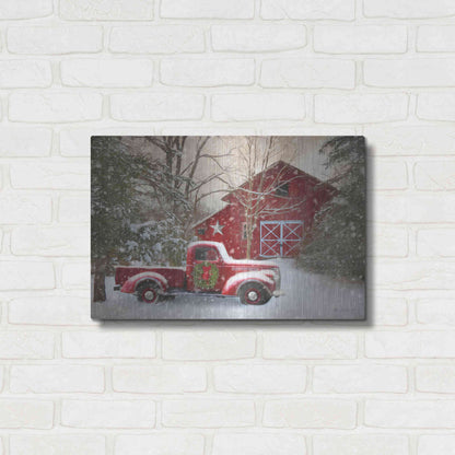 Luxe Metal Art 'Secluded Barn with Truck' by Lori Deiter, Metal Wall Art,24x16