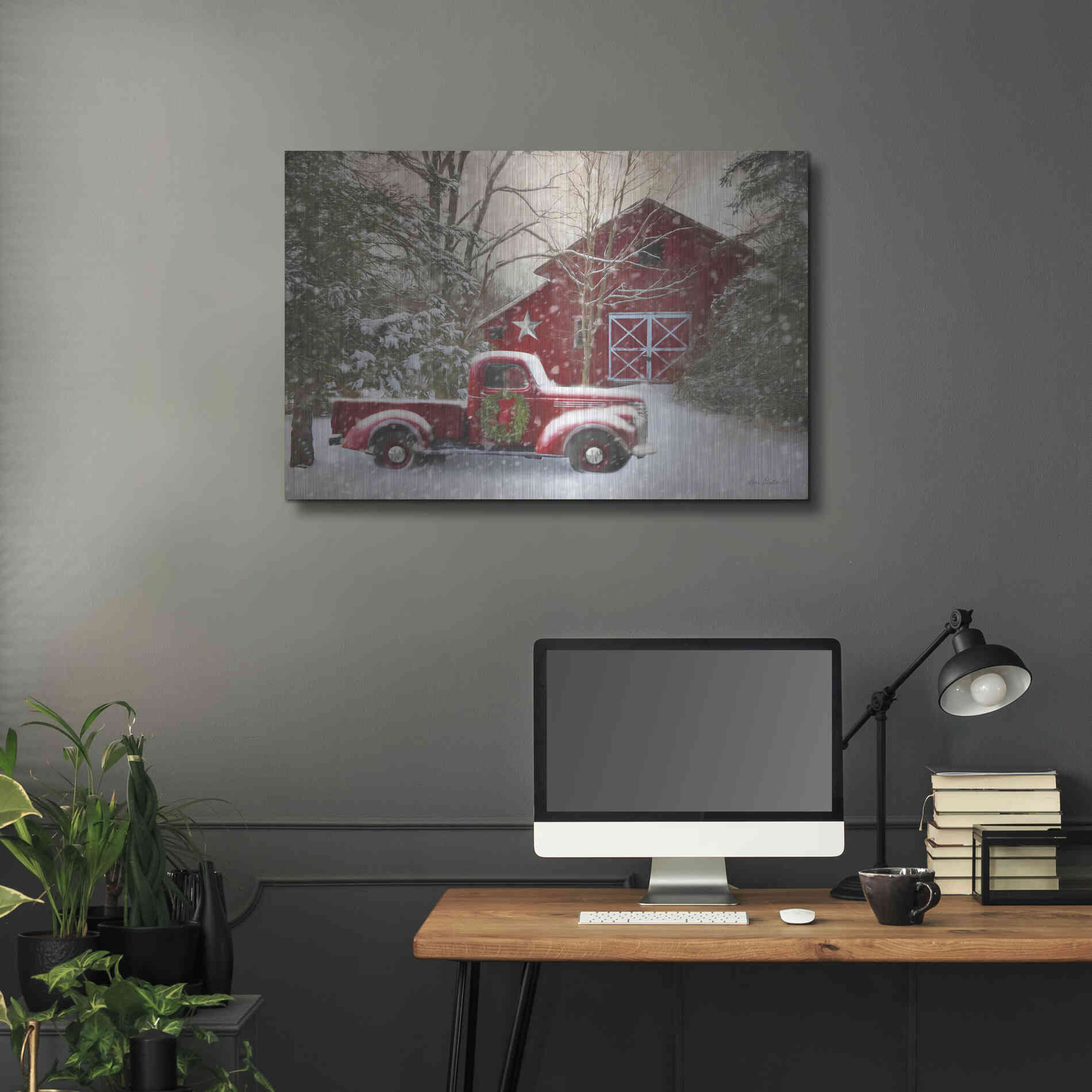 Luxe Metal Art 'Secluded Barn with Truck' by Lori Deiter, Metal Wall Art,36x24