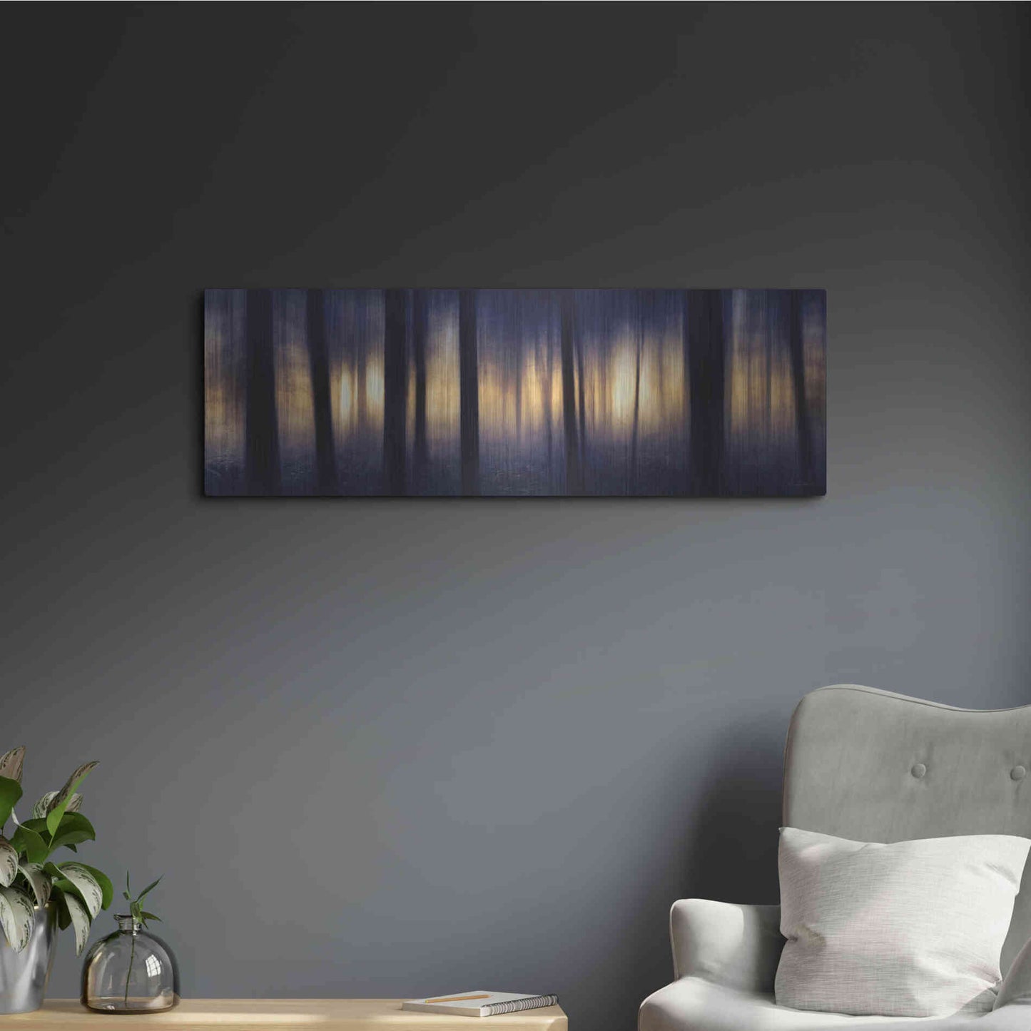 Luxe Metal Art 'Edge of the Forest' by Lori Deiter, Metal Wall Art,36x12