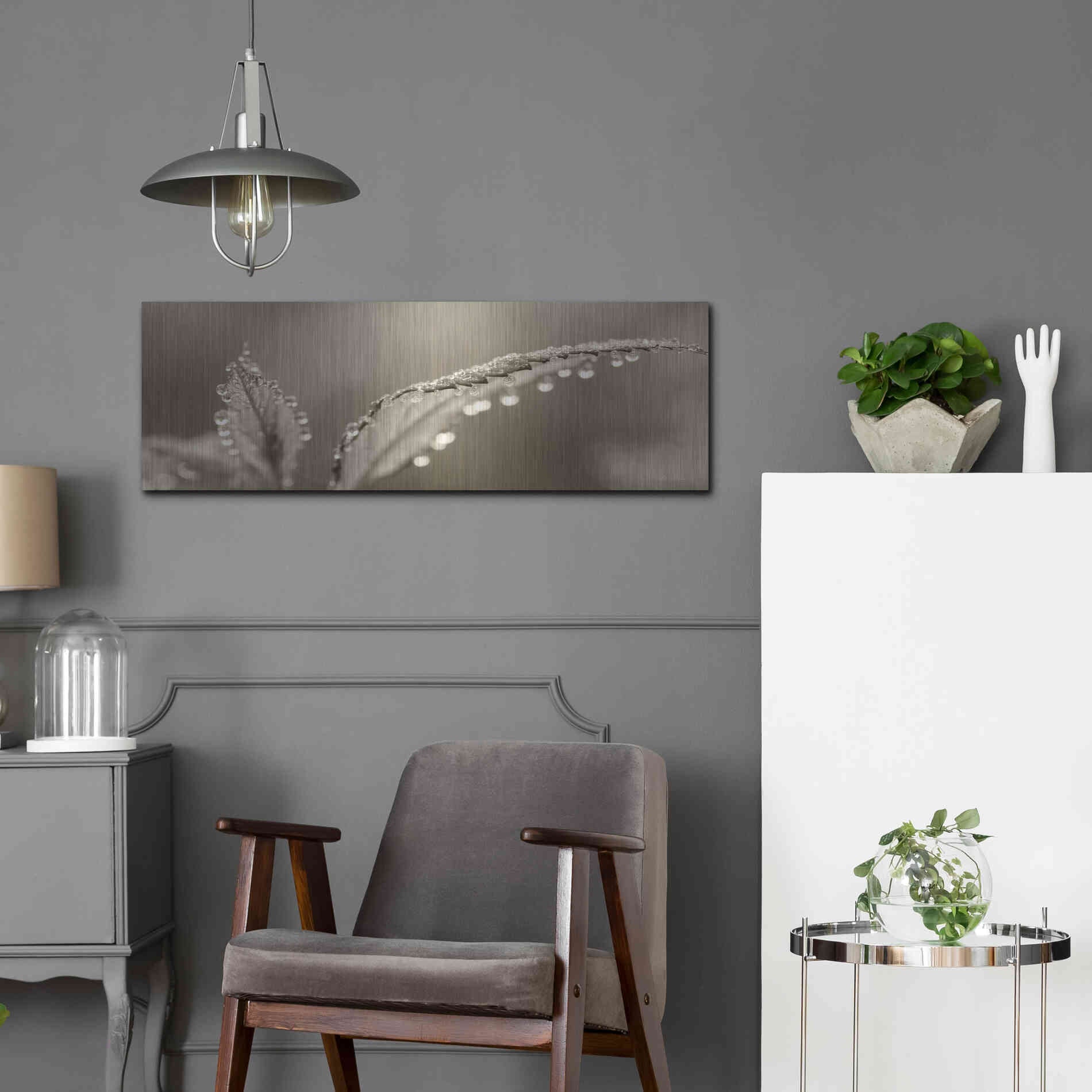 Luxe Metal Art 'Dewey Morning' by Lori Deiter, Metal Wall Art,36x12