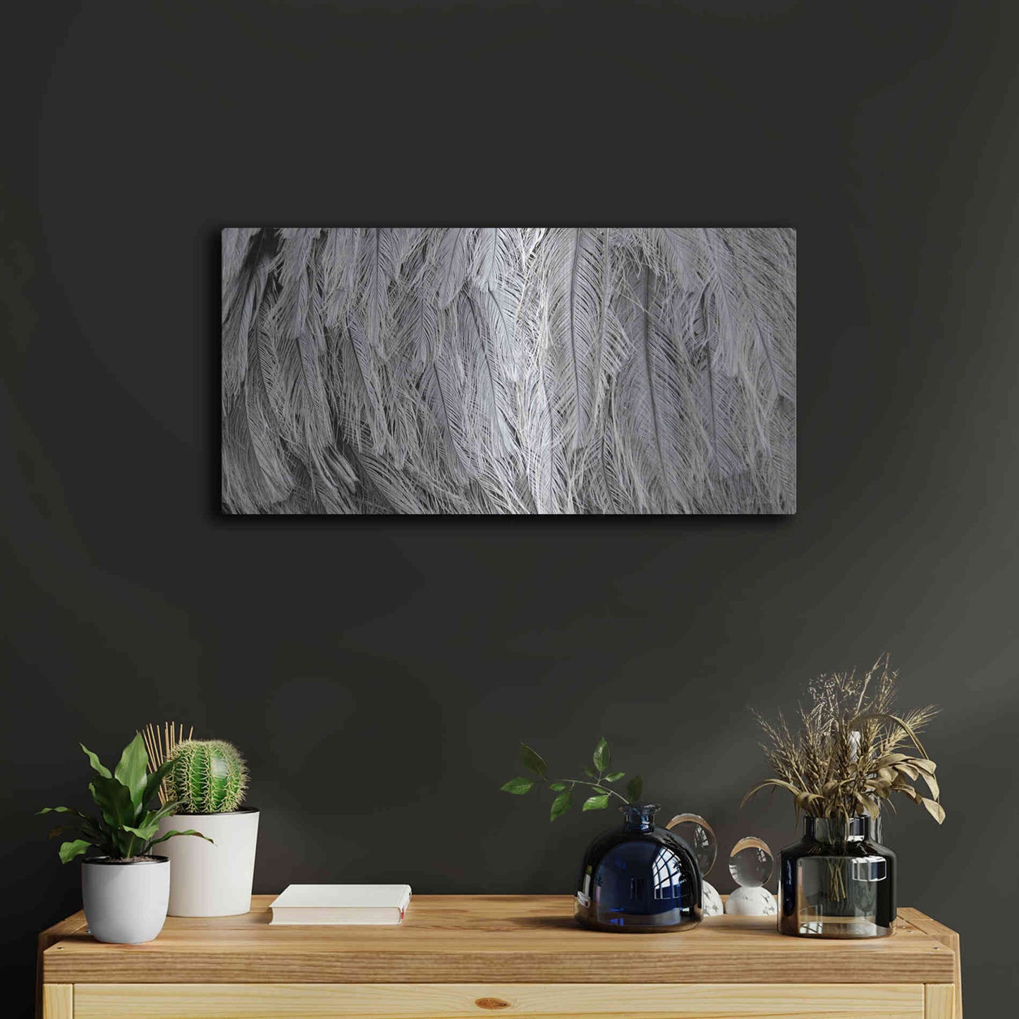 Luxe Metal Art 'Silver Feathers' by Lori Deiter, Metal Wall Art,24x12