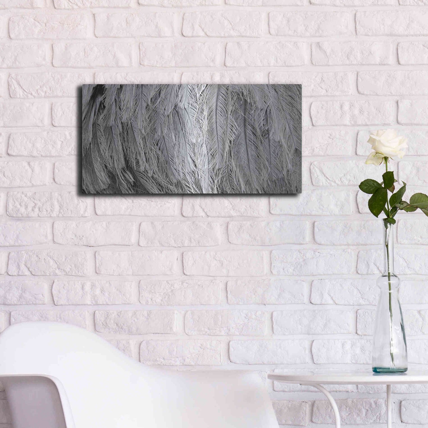 Luxe Metal Art 'Silver Feathers' by Lori Deiter, Metal Wall Art,24x12