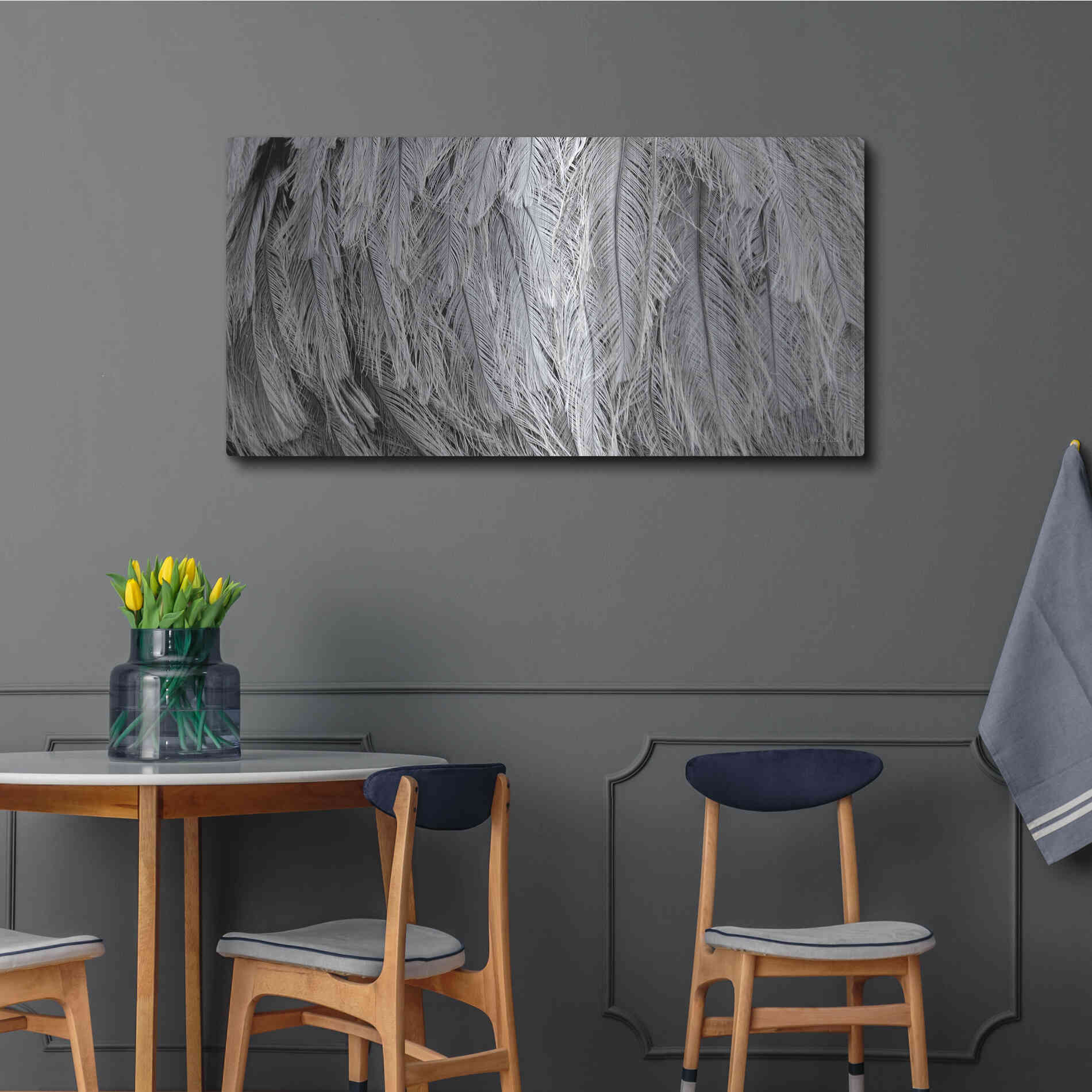 Luxe Metal Art 'Silver Feathers' by Lori Deiter, Metal Wall Art,48x24