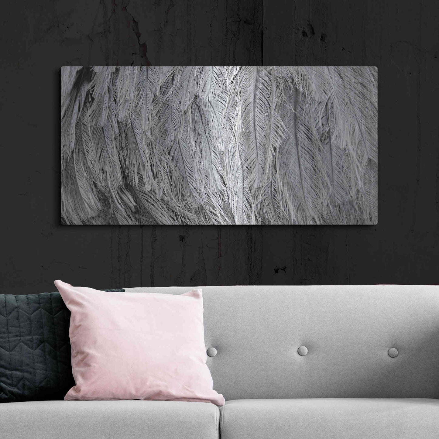 Luxe Metal Art 'Silver Feathers' by Lori Deiter, Metal Wall Art,48x24